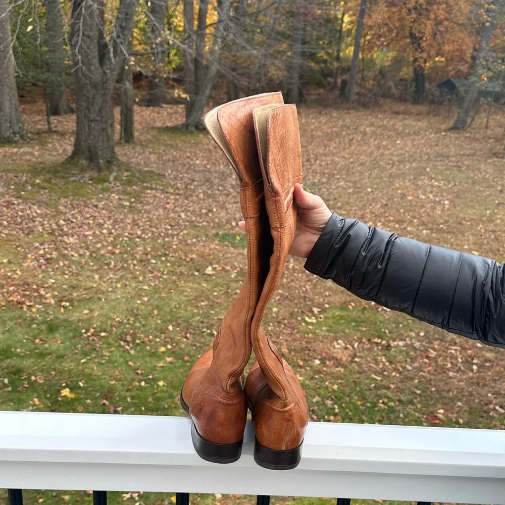 Vintage Frye Melissa Riding Boots Brown Leather Knee-High 76422 - Picture 5 of 16